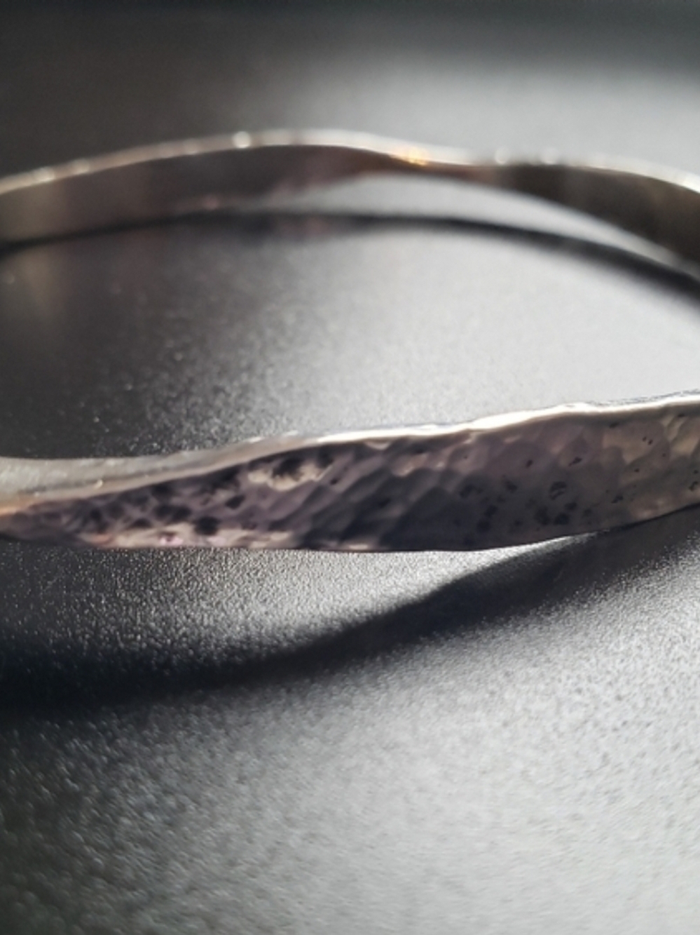 Hammered Solid Silver Bangle Bracelet - Large 8 7/8" - Unisex Bracelet - Jewelry